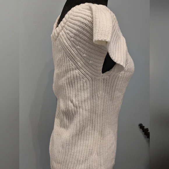 Boston Proper White knit short sleeve sweater size Small - Picture 4 of 4